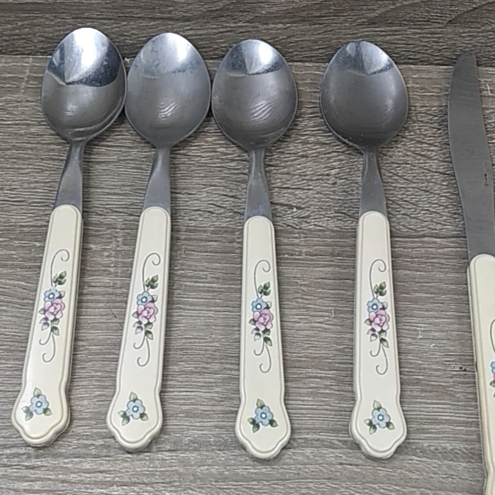 Vintage Tea Rose Pfaltzgraff utensil matching set silverware set - Picture 4 of 8